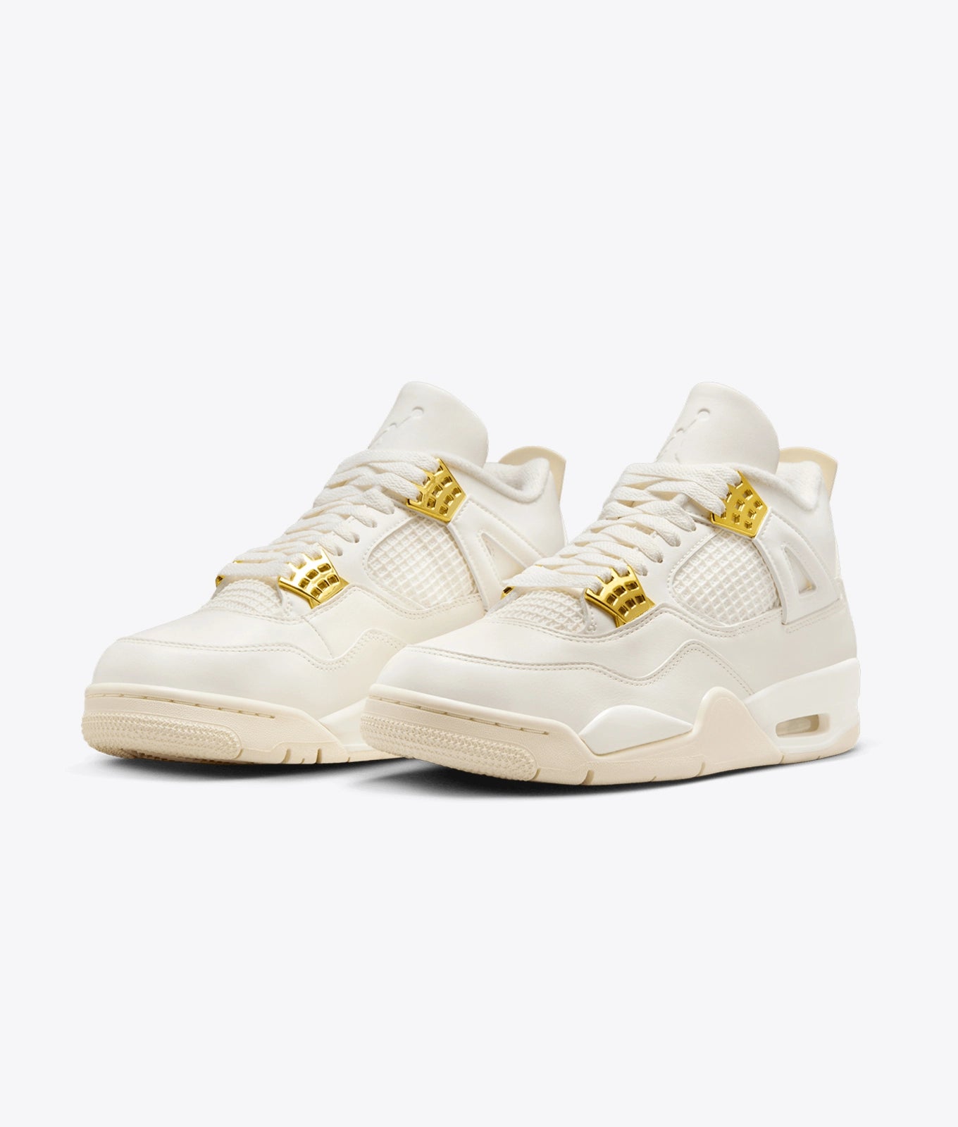 Retro-Inspired Mid-Top Sneakers – Sail & Metallic Gold