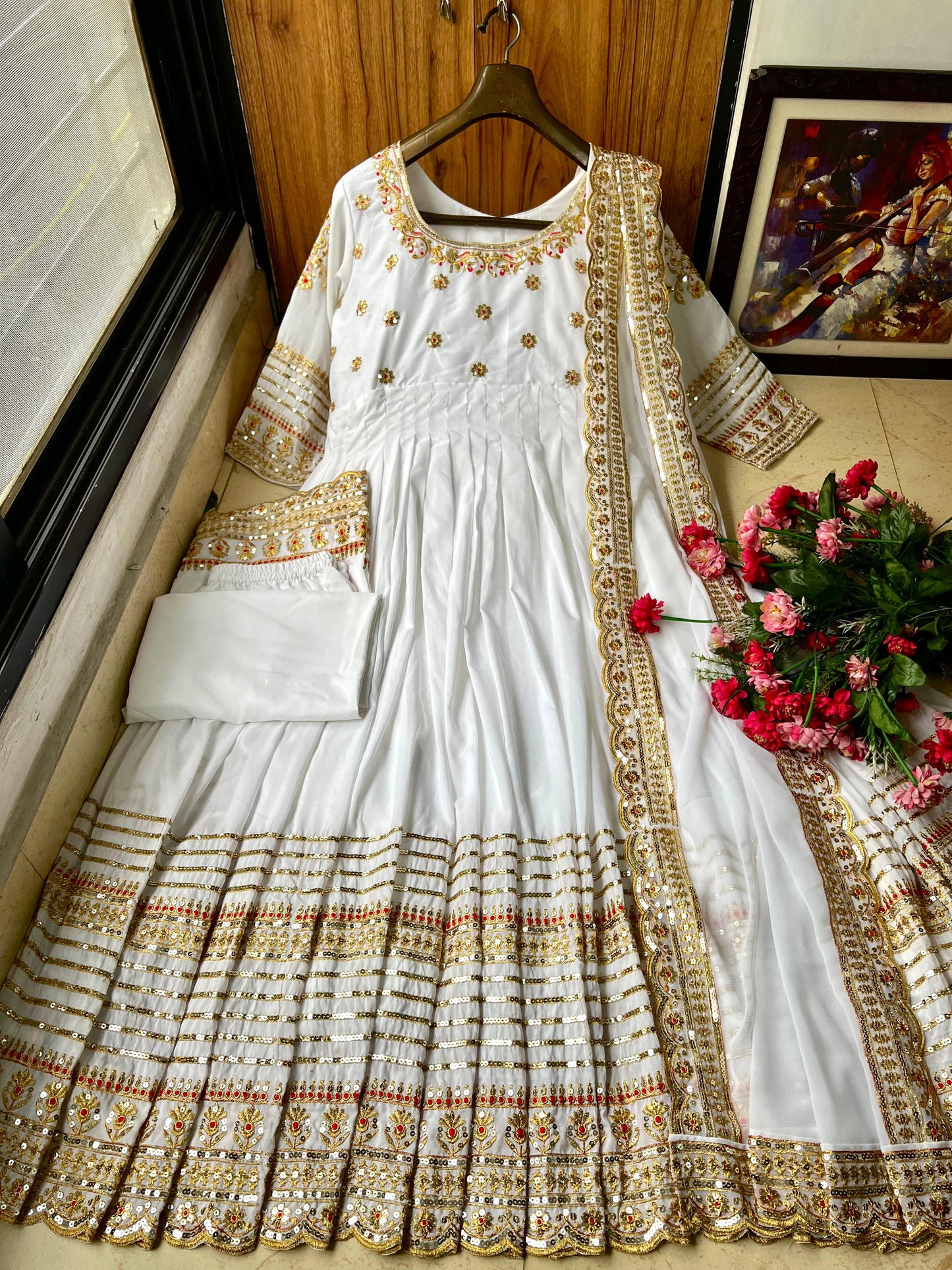 Presenting New Designer Sequins & Zari Embroidered Anarkali Gown