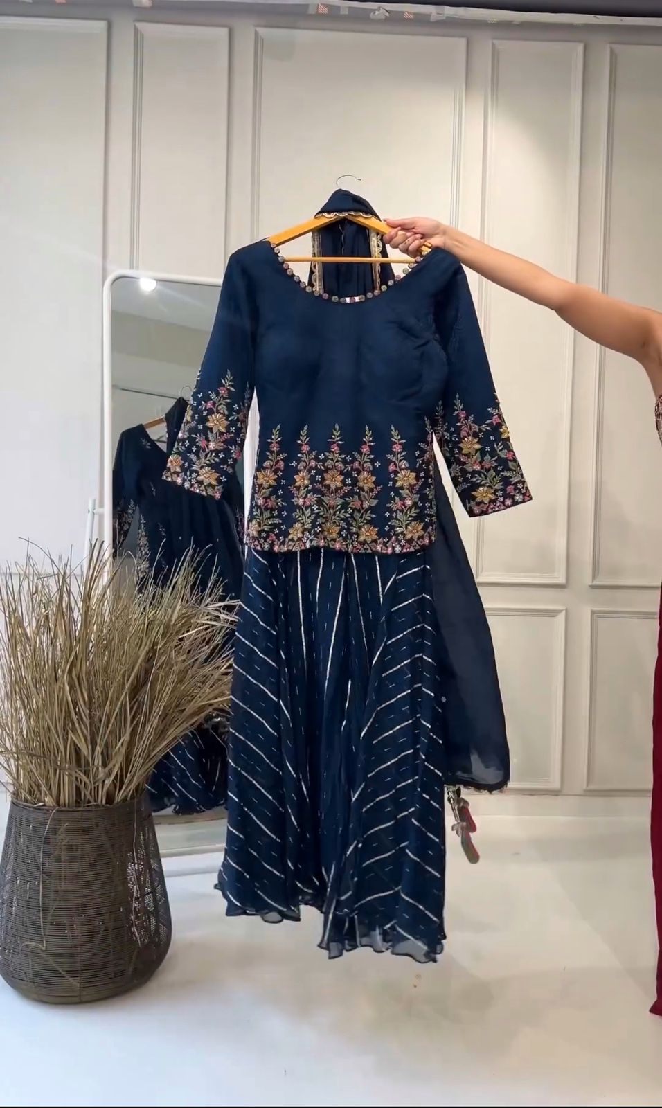 Embroidery Sequence Work Top-Plazo And Dupatta Set Fully Stitched Ready To Wear