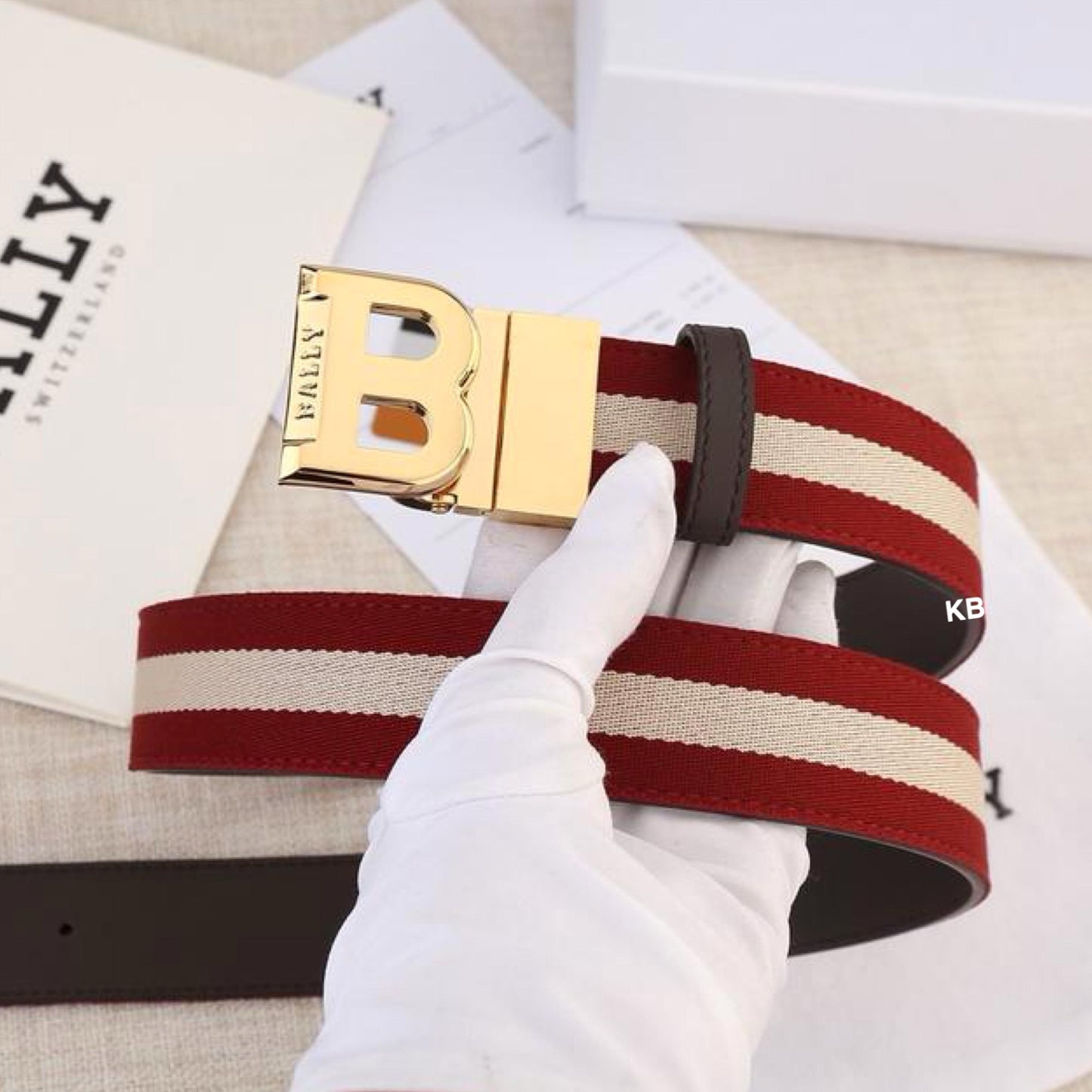 Bally Bising Halo-Striped Reversible Belt 