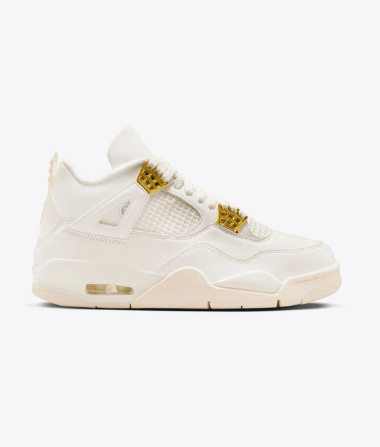 Retro-Inspired Mid-Top Sneakers – Sail & Metallic Gold