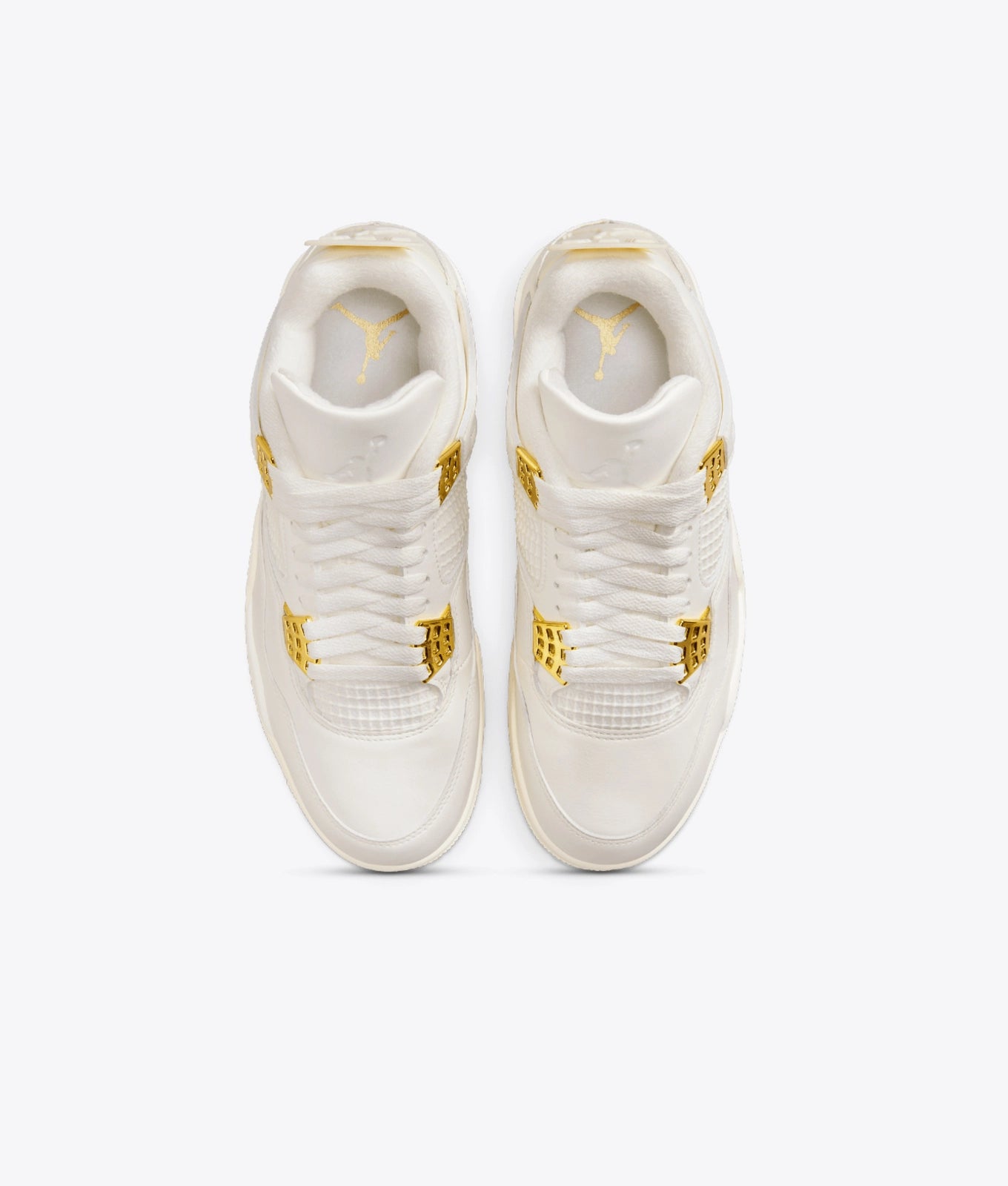 Retro-Inspired Mid-Top Sneakers – Sail & Metallic Gold
