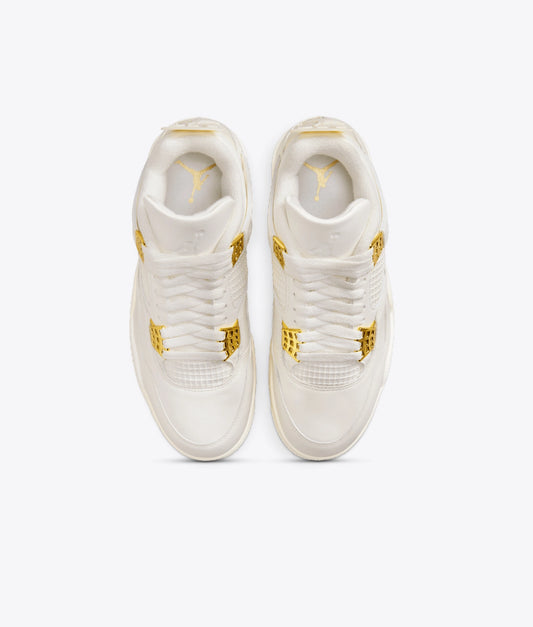Retro-Inspired Mid-Top Sneakers – Sail & Metallic Gold