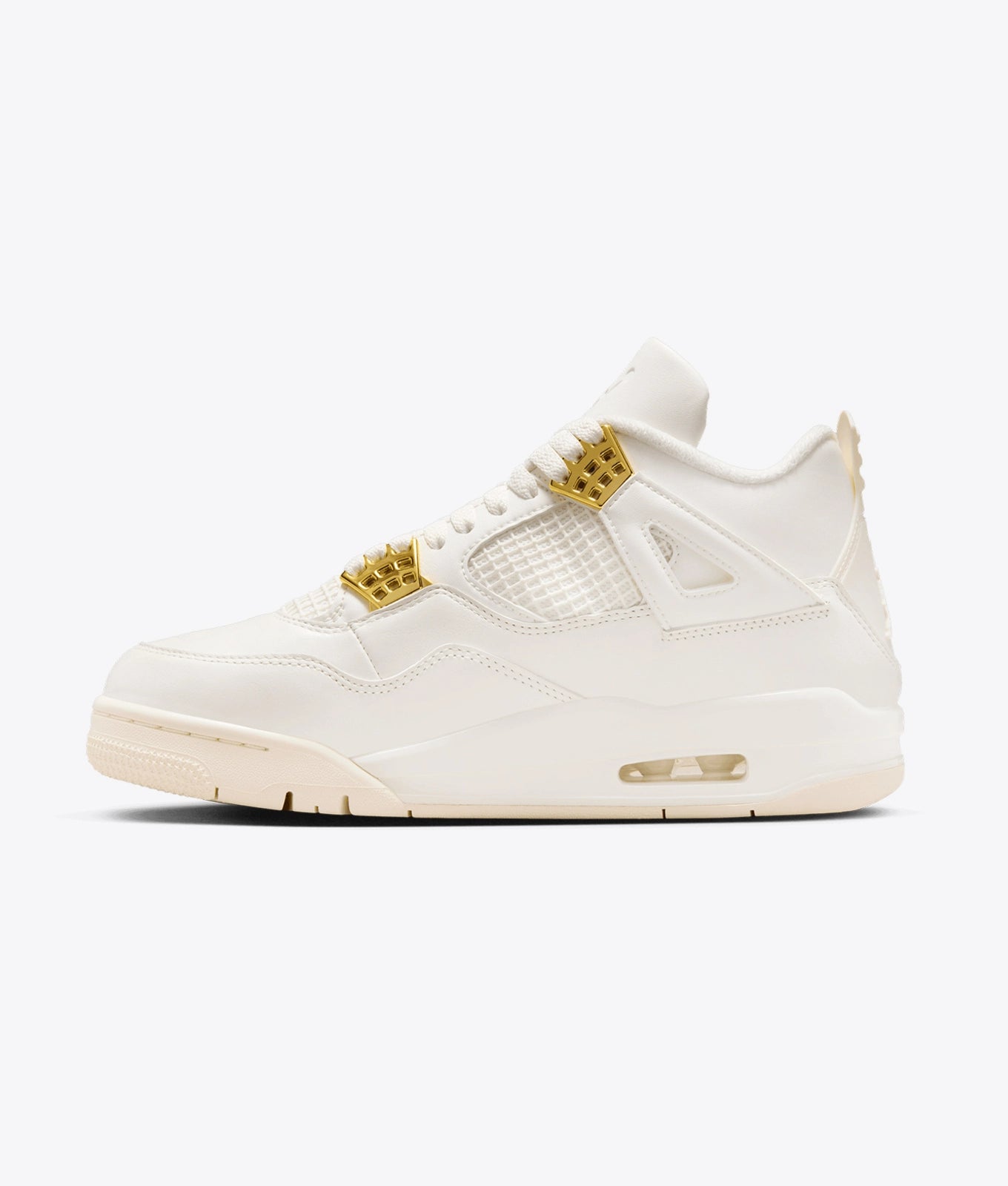 Retro-Inspired Mid-Top Sneakers – Sail & Metallic Gold