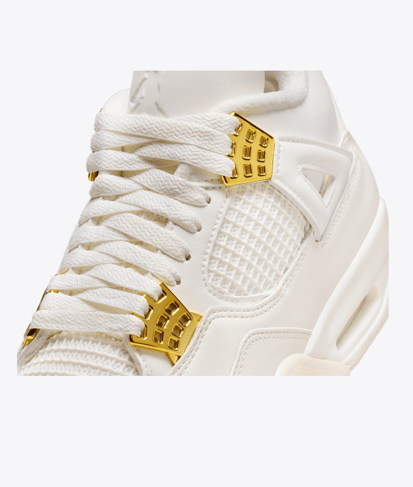Retro-Inspired Mid-Top Sneakers – Sail & Metallic Gold