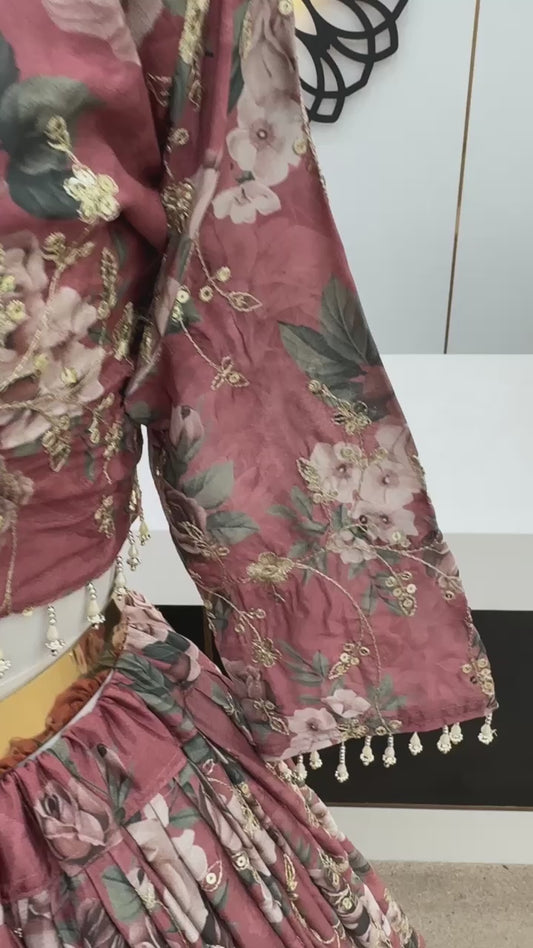 Attractive Heavy Embroidery Work Pink Color Lehenga Choli