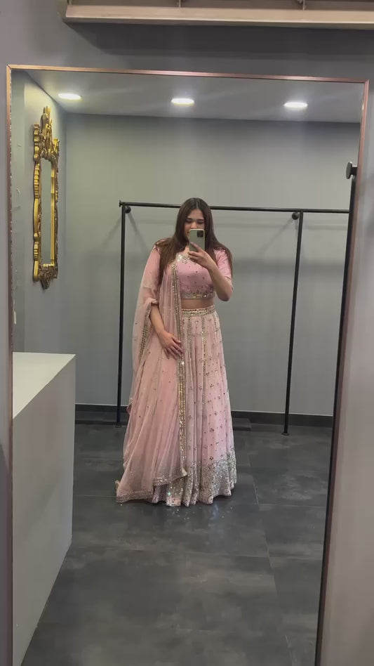 Designer Heavy Mono Silk Embroidery Work Lehenga Choli With Dupatta