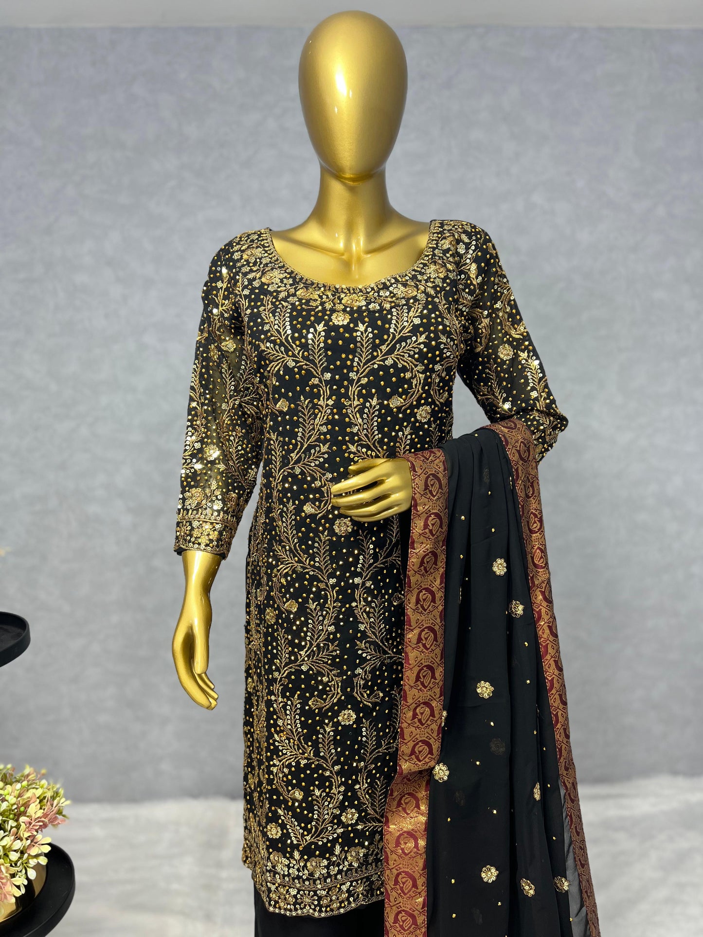 Latest heavy pakistani suits 119 Black